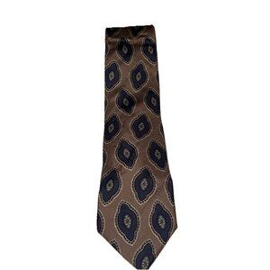 Vintage Christian Dior Mens Neck Tie Navy Brown Paisley All Silk Made In Italy